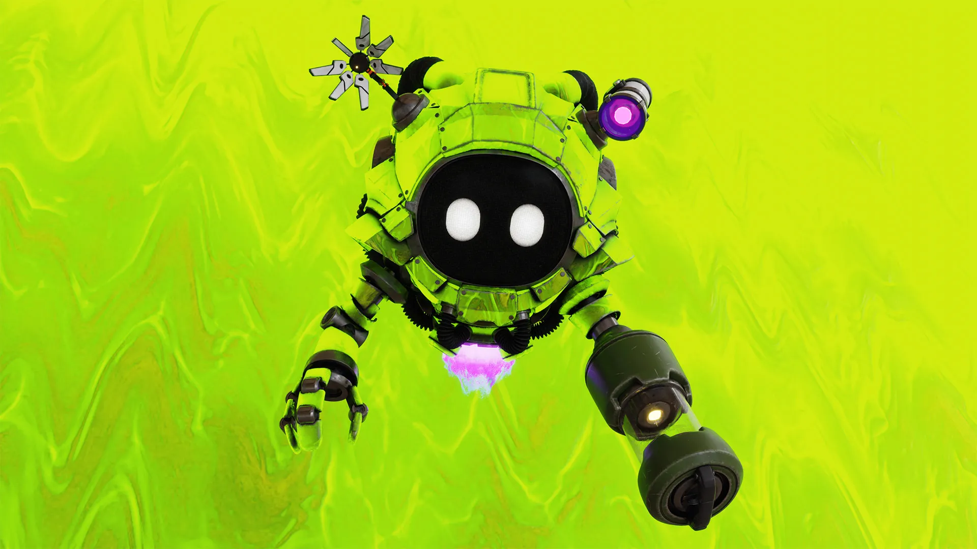 Bright green Seeker avatar on a vivid lime background.