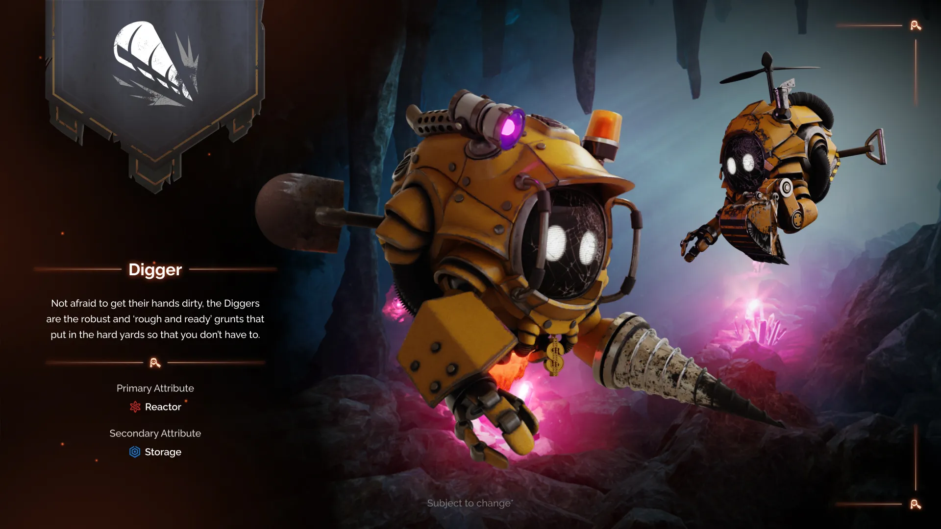 Digger class Seekers drilling through a glowing crystal cave.