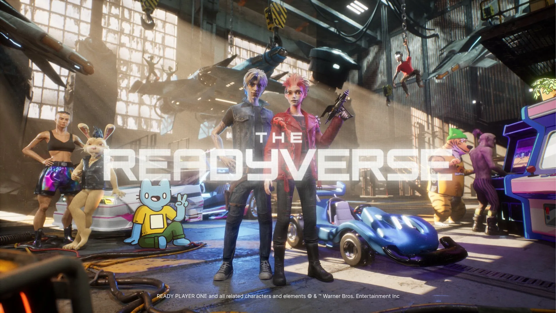 The Readyverse hero artwork with avatars, vehicles, an arcade cabinet, and the Readyverse wordmark.